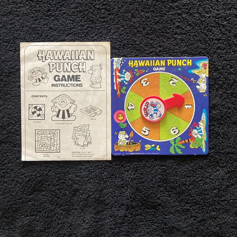 Vintage 1978 Mattel Inc. Hawaiian Punch Board Game Spinner and Instructions